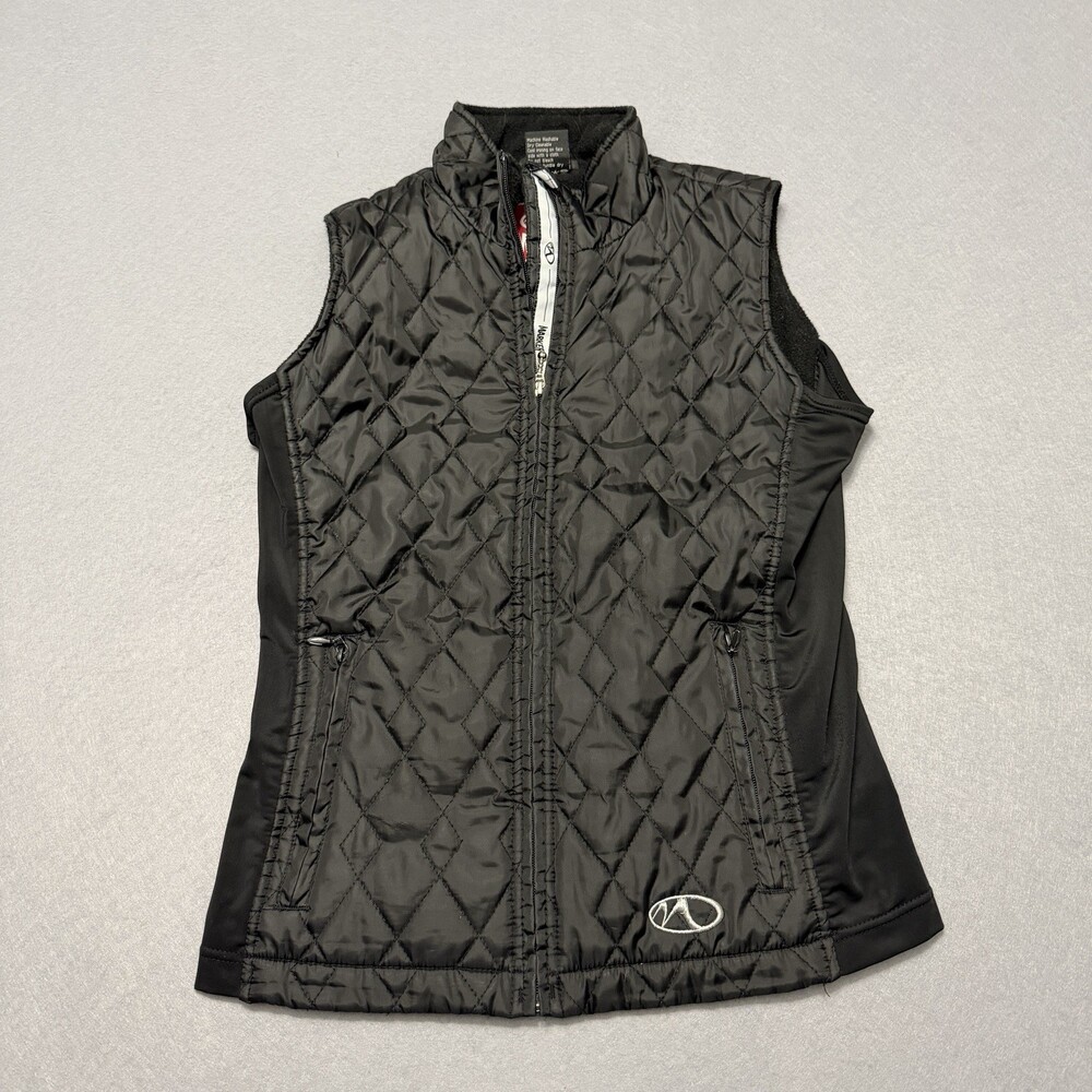 Marker Quilted Puffer Vest Womens Medium Black Full Zip Fleece Collar Outerwear